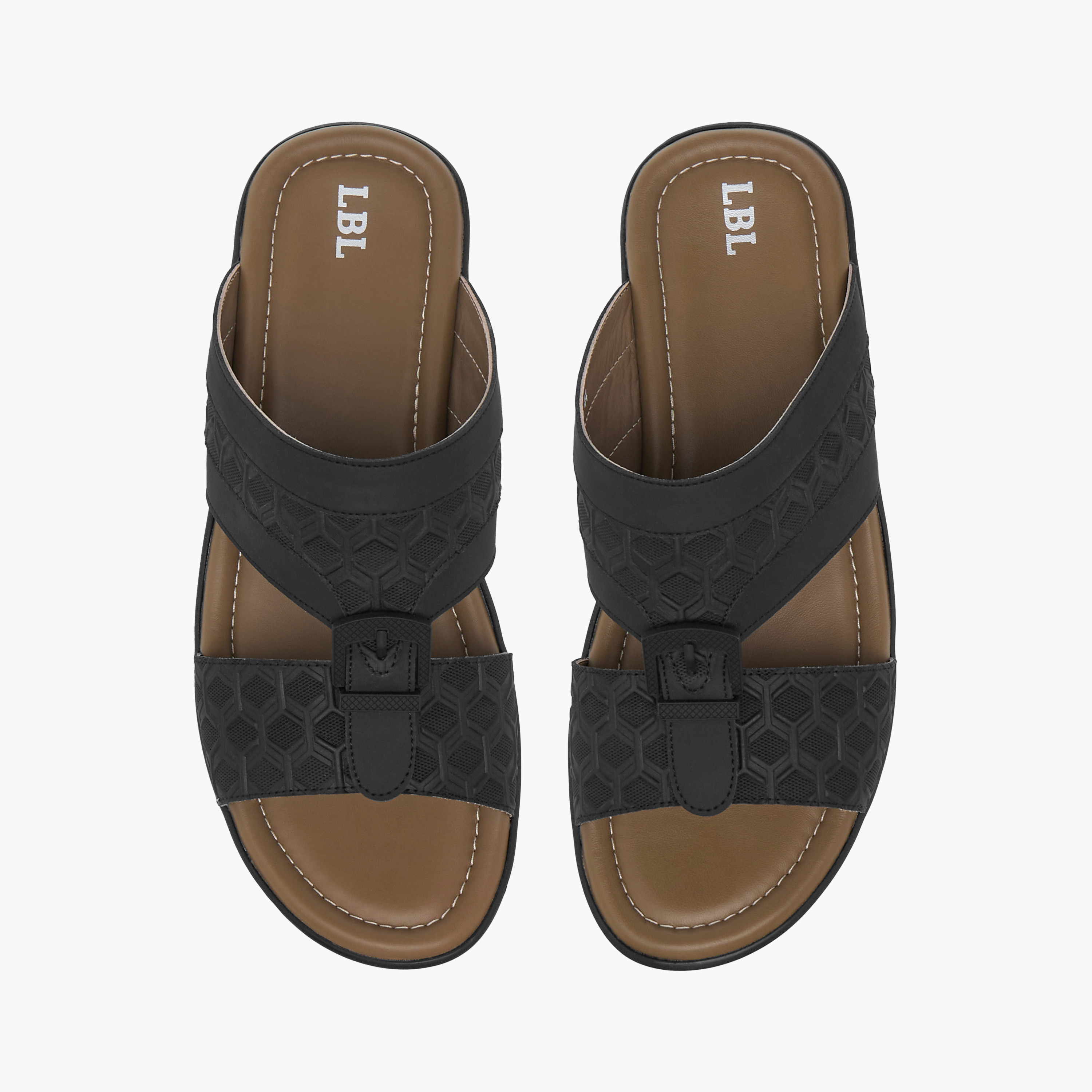 LBL by Shoexpress Textured Slip-On Arabic Sandals with Buckle Detail-men-shoes-sandals-image-1