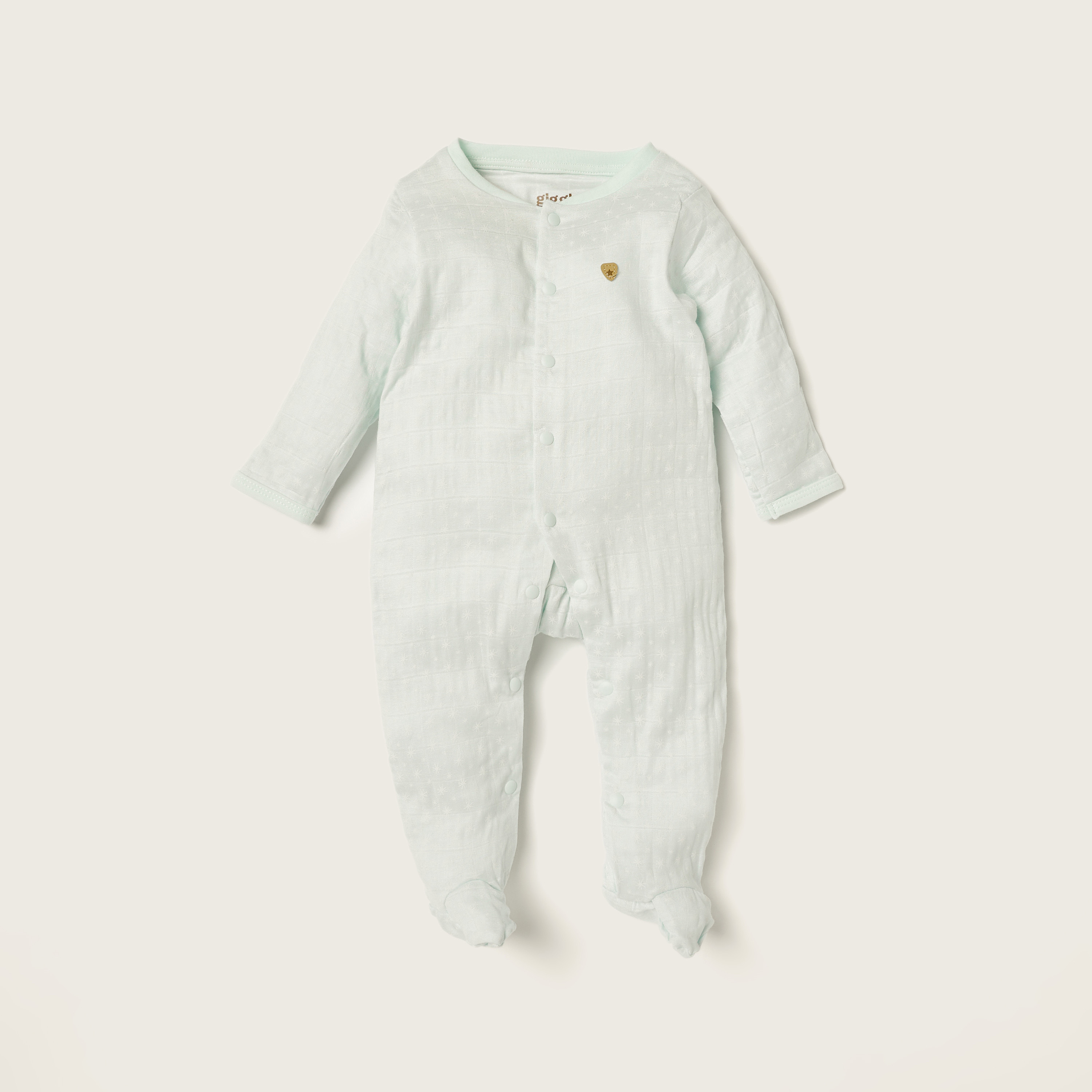 بدلة نوم بارز الملمس ومغلقة القدمين بأكمام طويلة من جيجلز-baby-boys-clothing-nightwear-sleepsuits-image-1
