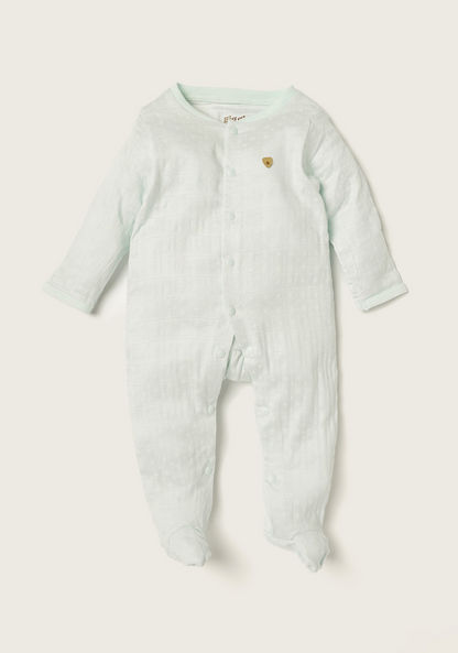 Giggles Textured Closed Feet Sleepsuit with Long Sleeves