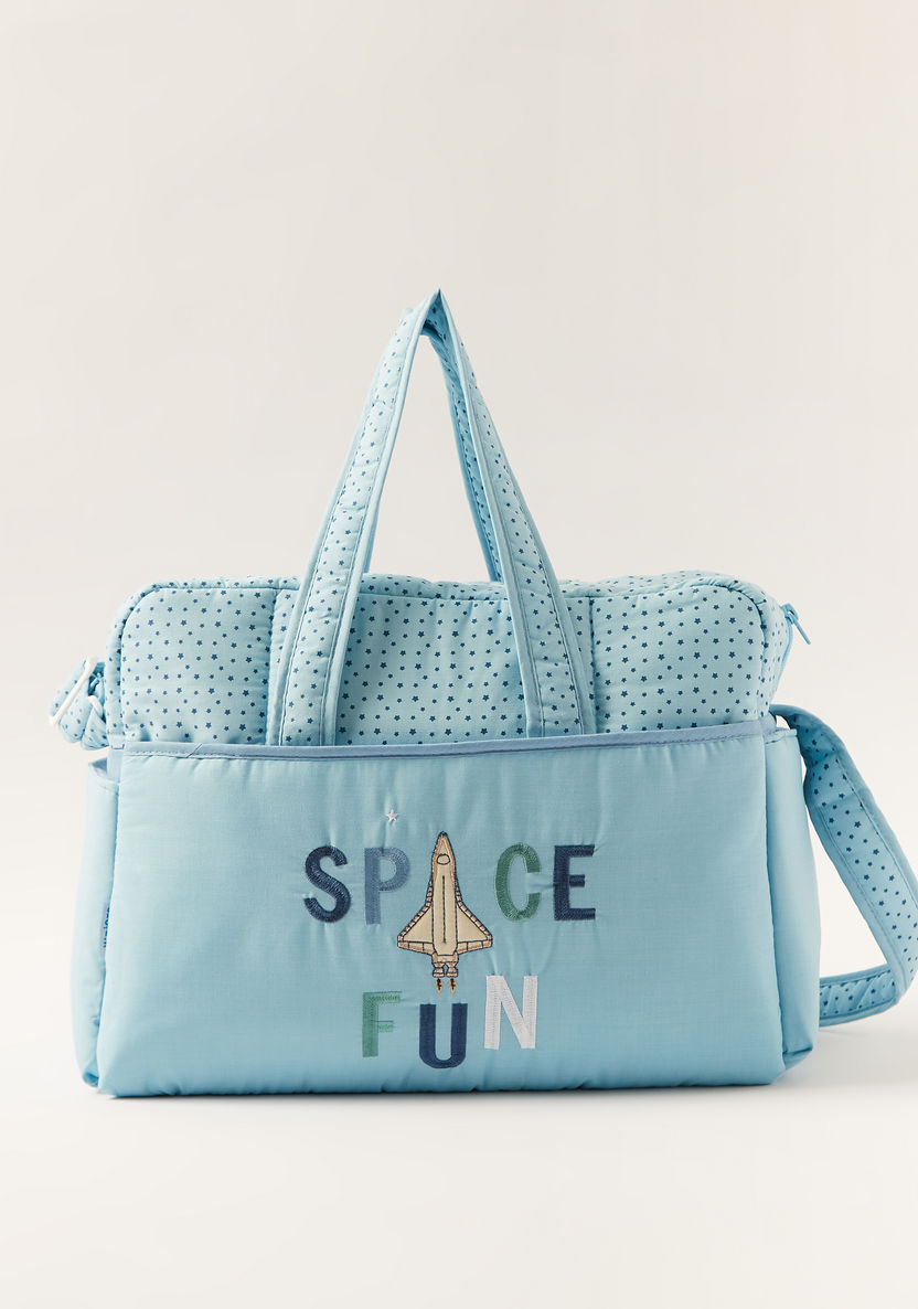 Juniors Space Fun Embroidered Diaper Bag with Zip Closure-Diaper Bags-image-0