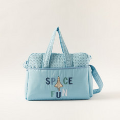 Juniors Space Fun Embroidered Diaper Bag with Zip Closure