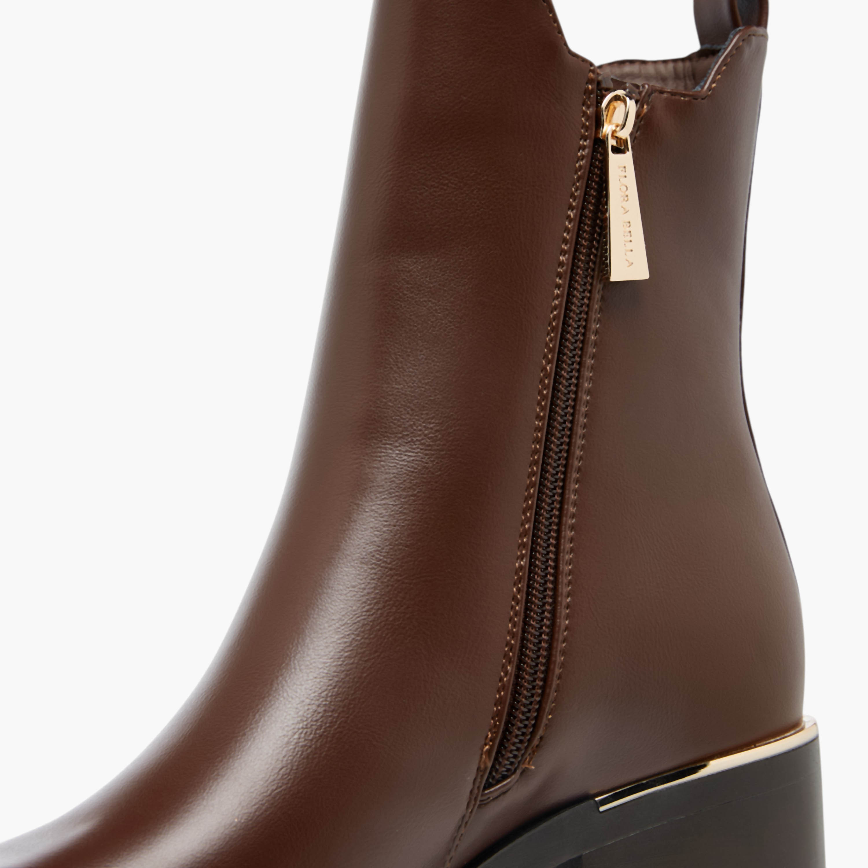Flora Bella Solid Ankle Boots with Zip Closure-women-shoes-boots-image-5