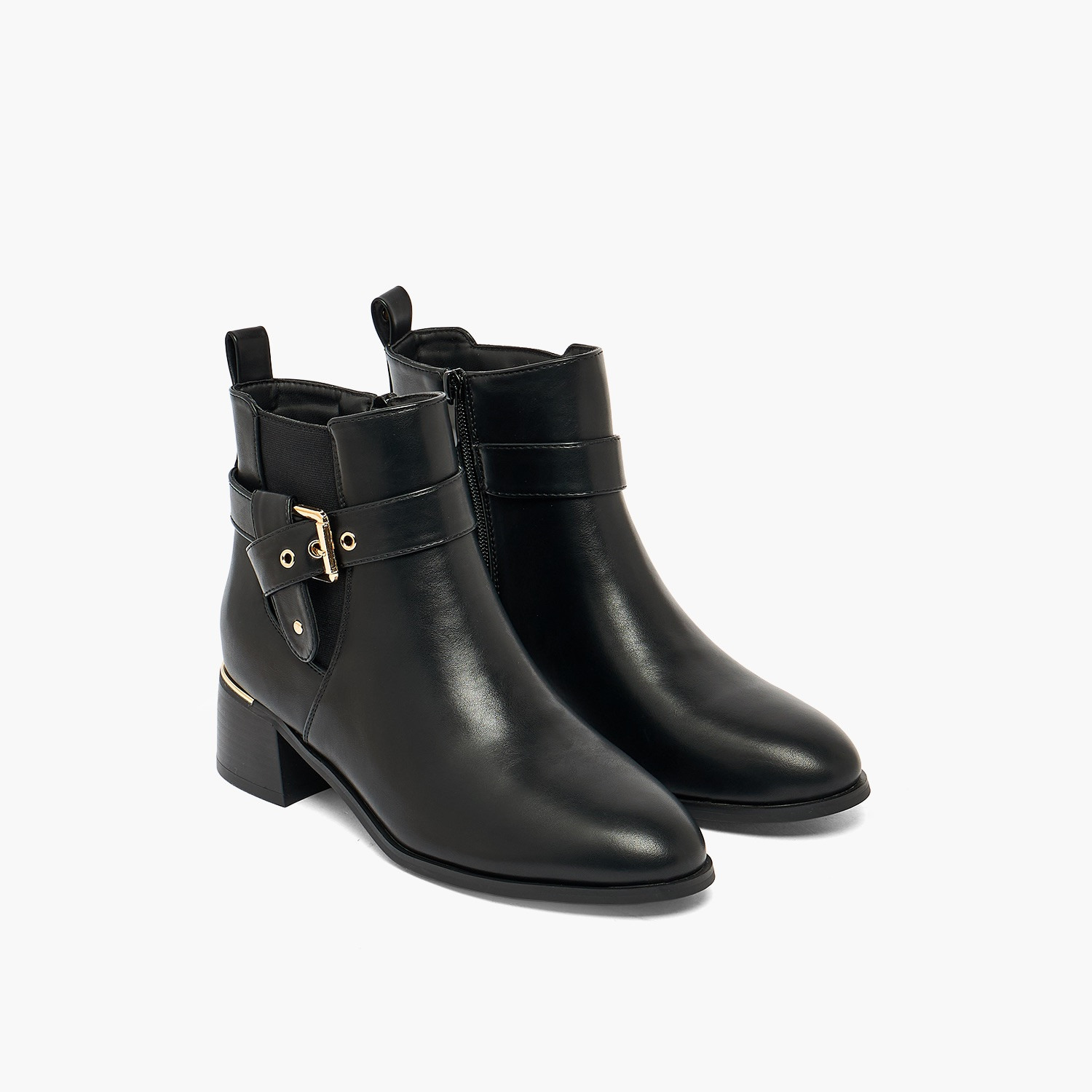 حذاء كاحل نسائي بكعب بلوك مزود بإبزيم من فلورا بيلا - شوإكسبرس-women-shoes-boots-image-1