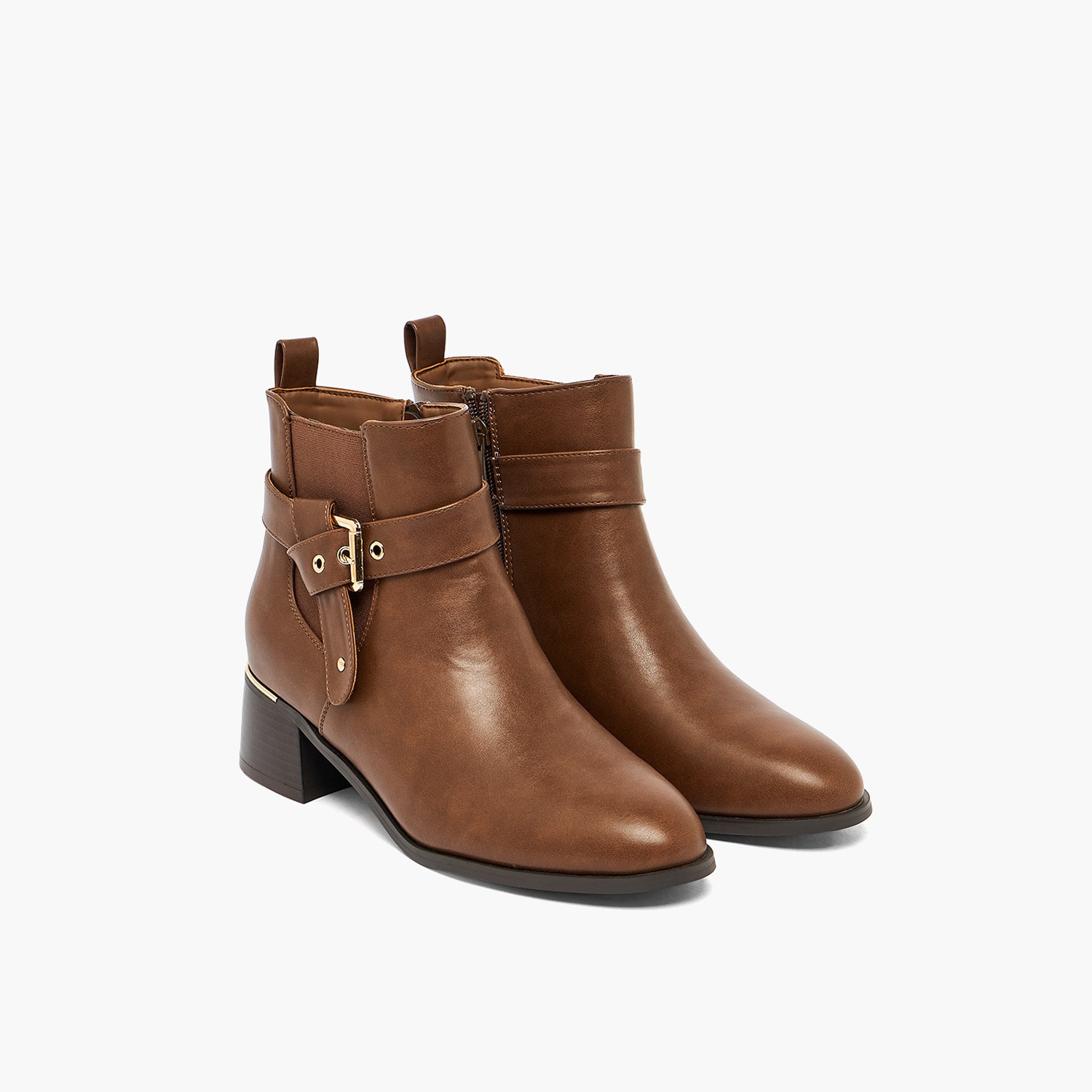 حذاء كاحل نسائي بكعب بلوك مزود بإبزيم من فلورا بيلا - شوإكسبرس-women-shoes-boots-image-1