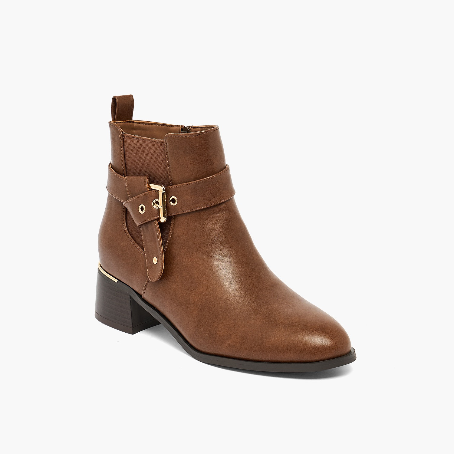 حذاء كاحل نسائي بكعب بلوك مزود بإبزيم من فلورا بيلا - شوإكسبرس-women-shoes-boots-image-2