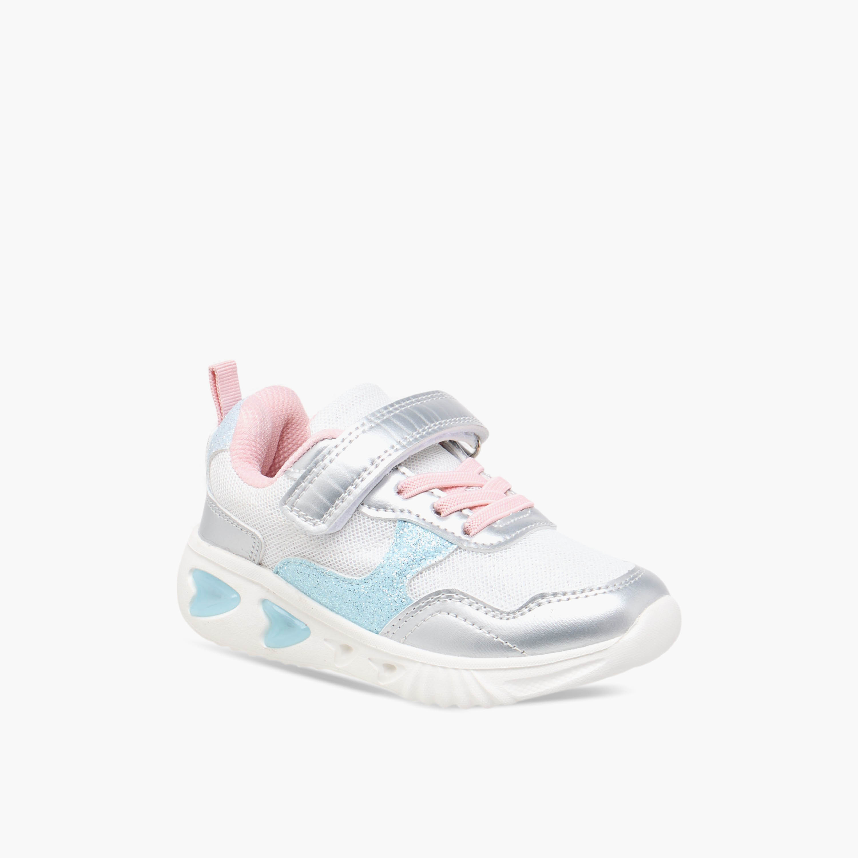 Flora Bella Colourblock Light-Up Sneakers with Hook and Loop Closure-girls-shoes-sneakers-image-2