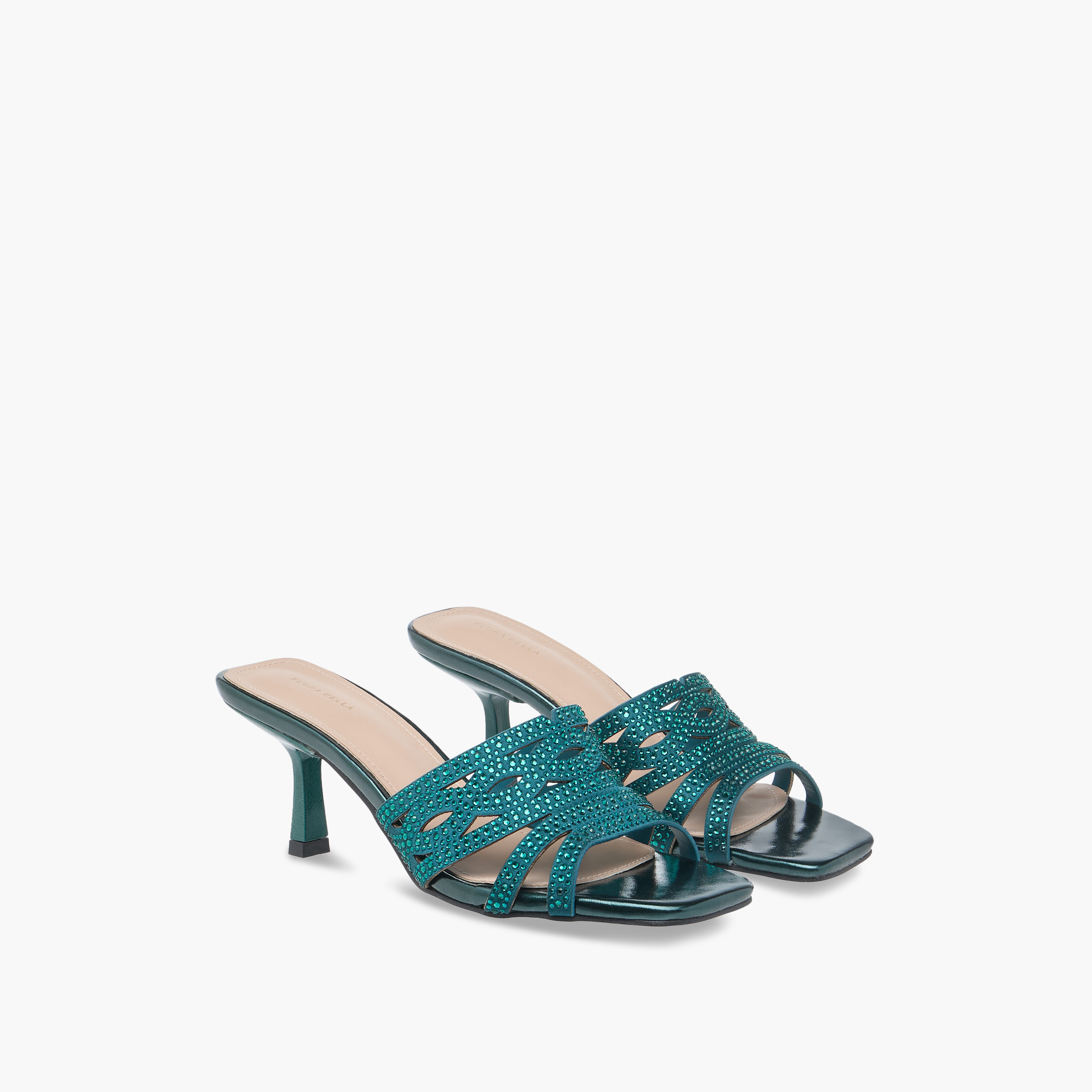 Flora Bella Embellished Slip-On Sandals with Flared Heels-women-shoes-sandals-heeled-image-1