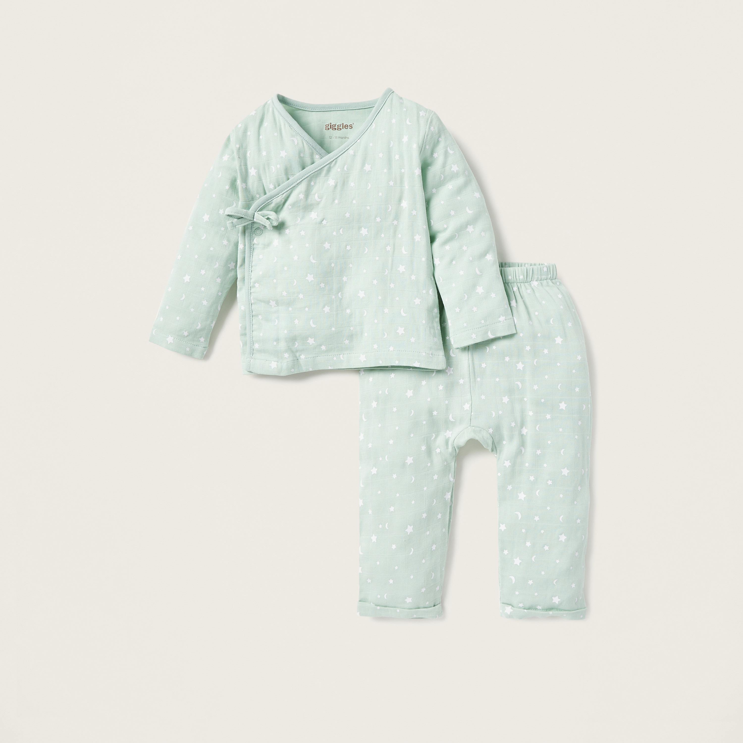 Giggles All-Over Star Print Wrap T-shirt and Elasticted Pyjama Set-baby-boys-clothing-nightwear-pyjamasets-image-1