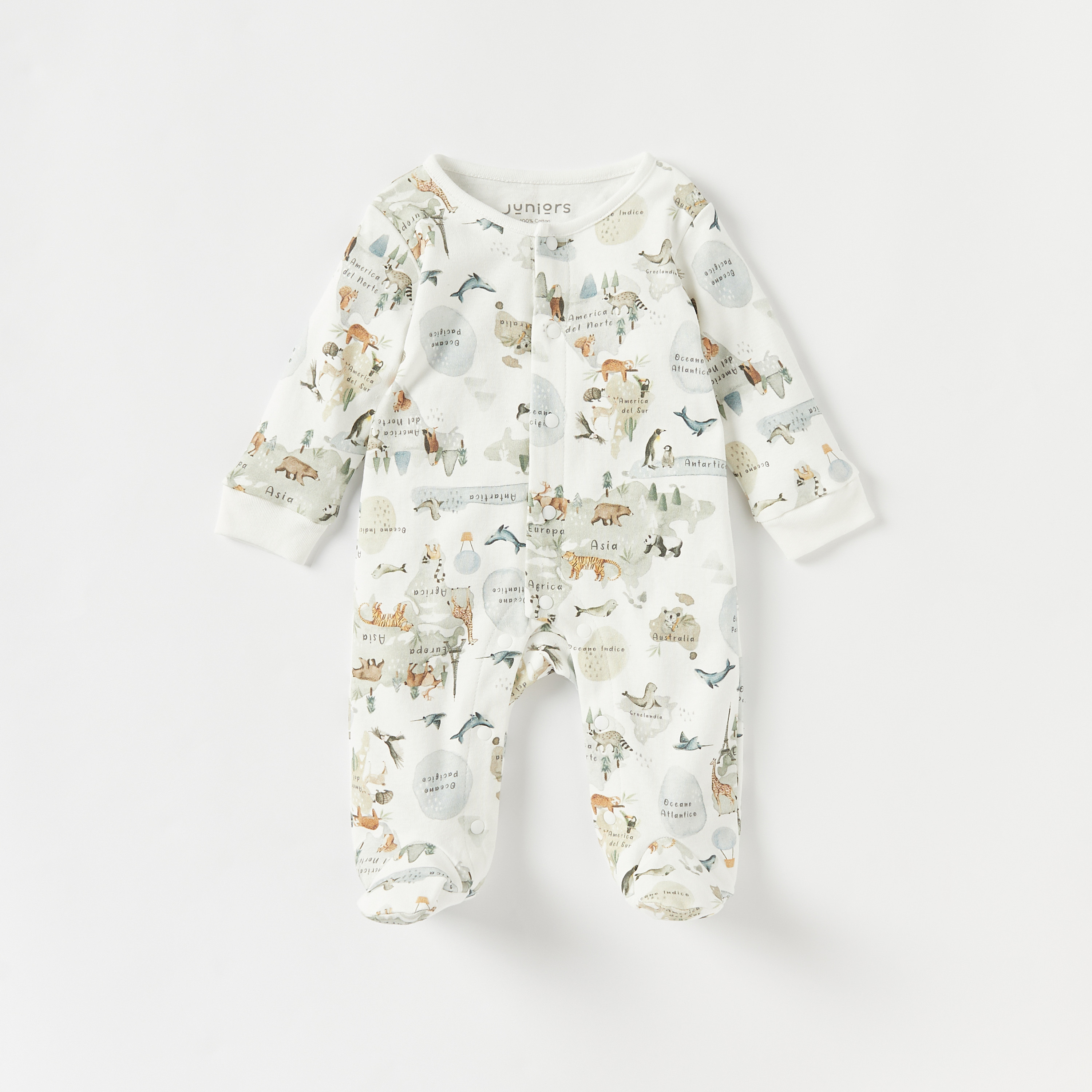 بدلة نوم قطن مغلقة القدمين بطبعات حيوانات من جونيورز-baby-boys-clothing-nightwear-sleepsuits-image-1