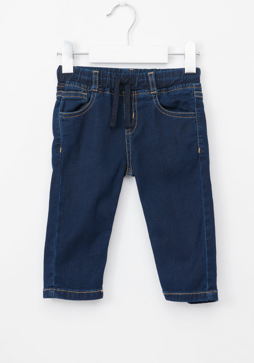 Juniors Full Length Denim Pants with Drawstrings-Jeans-image-0