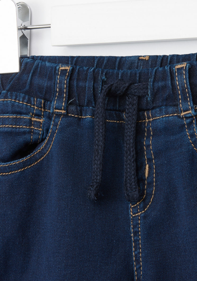 Juniors Full Length Denim Pants with Drawstrings-Jeans-image-1