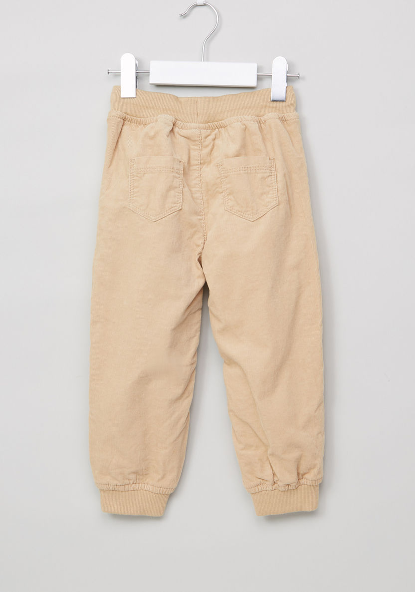 Juniors Textured Jog Pants with Elasticised Waistband and Drawstring-Joggers-image-2