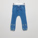 Juniors Textured Jog Pants with Applique Detail and Drawstring-Joggers-thumbnail-0