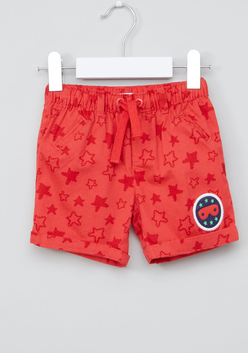 Juniors Stars Printed Shorts with Elasticised Waistband-Shorts-image-0
