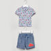 Juniors Printed T-shirt with Embroidered Shorts-Clothes Sets-thumbnail-0