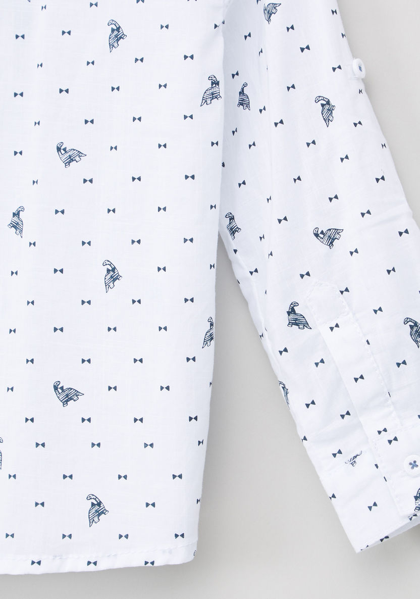 Juniors Printed Bow Detail Long Sleeves Shirt-Shirts-image-3