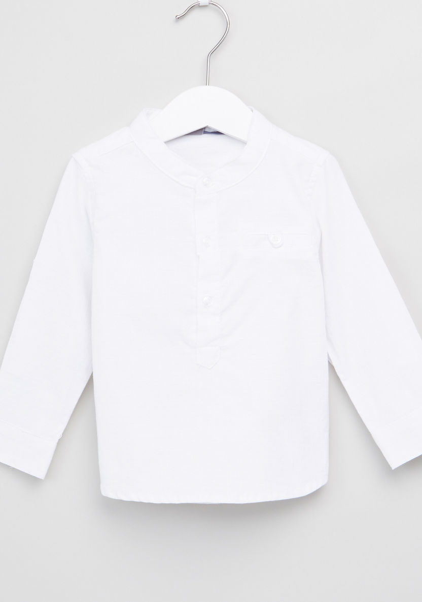 Giggles Mandarin Collar Long Sleeves Shirt-Shirts-image-0