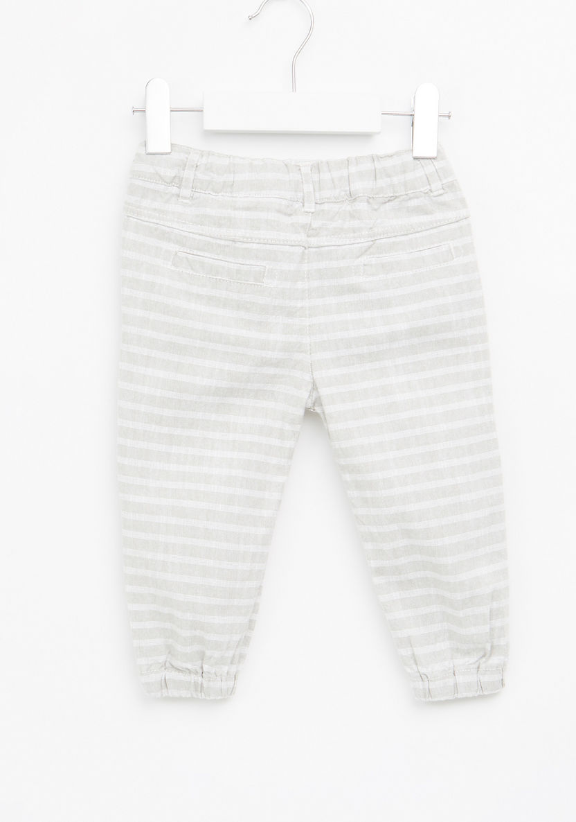 Giggles Striped Jog Pants with Elasticised Waistband and Drawstring-Joggers-image-2