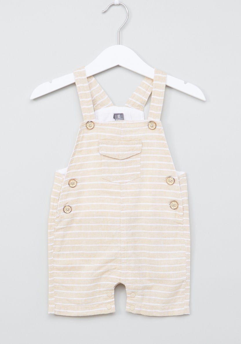 Giggles Striped Dungarees with Button Closure-Rompers%2C Dungarees and Jumpsuits-image-0