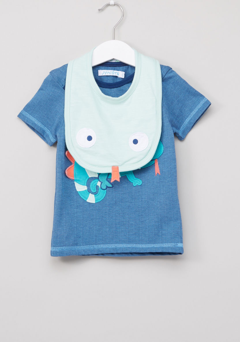 Juniors Printed Short Sleeves T-shirt with Bib-T Shirts-image-0