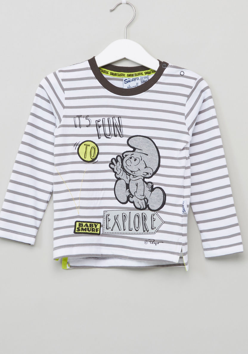 Baby Smurfs Graphic T-shirt with Stripes-T Shirts-image-0