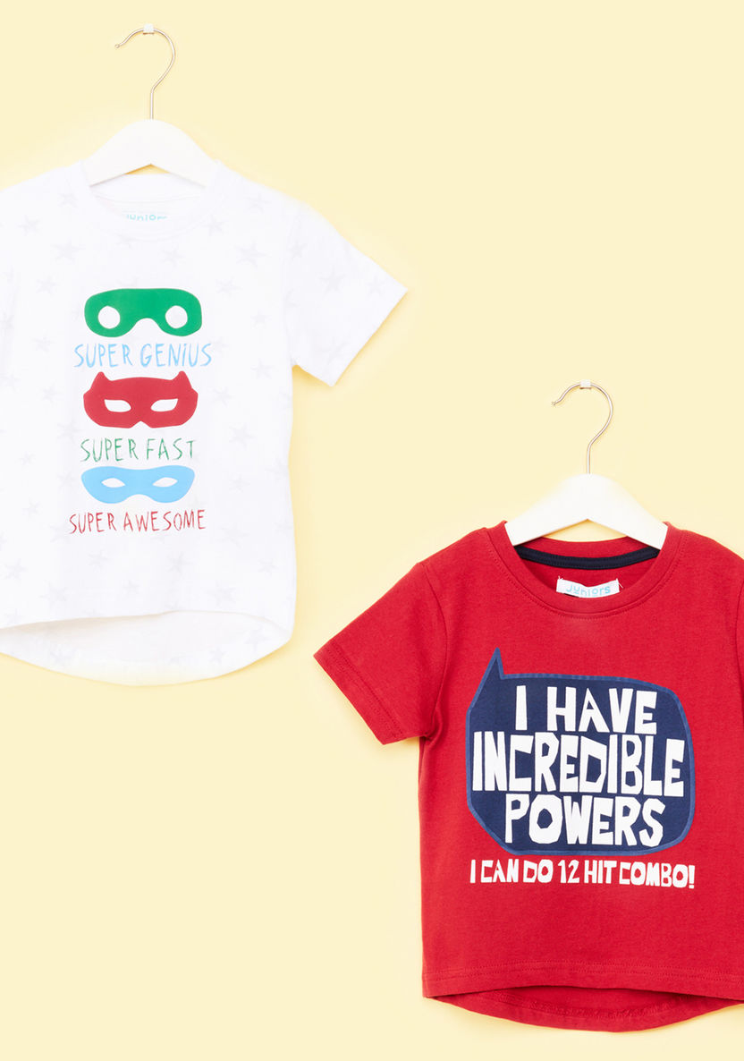 Juniors Printed Short Sleeves T-shirt - Set of 2-T Shirts-image-0