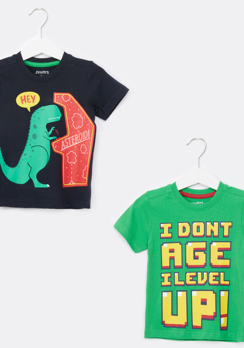 Juniors Printed Short Sleeves T-shirt - Set of 2-T Shirts-image-0