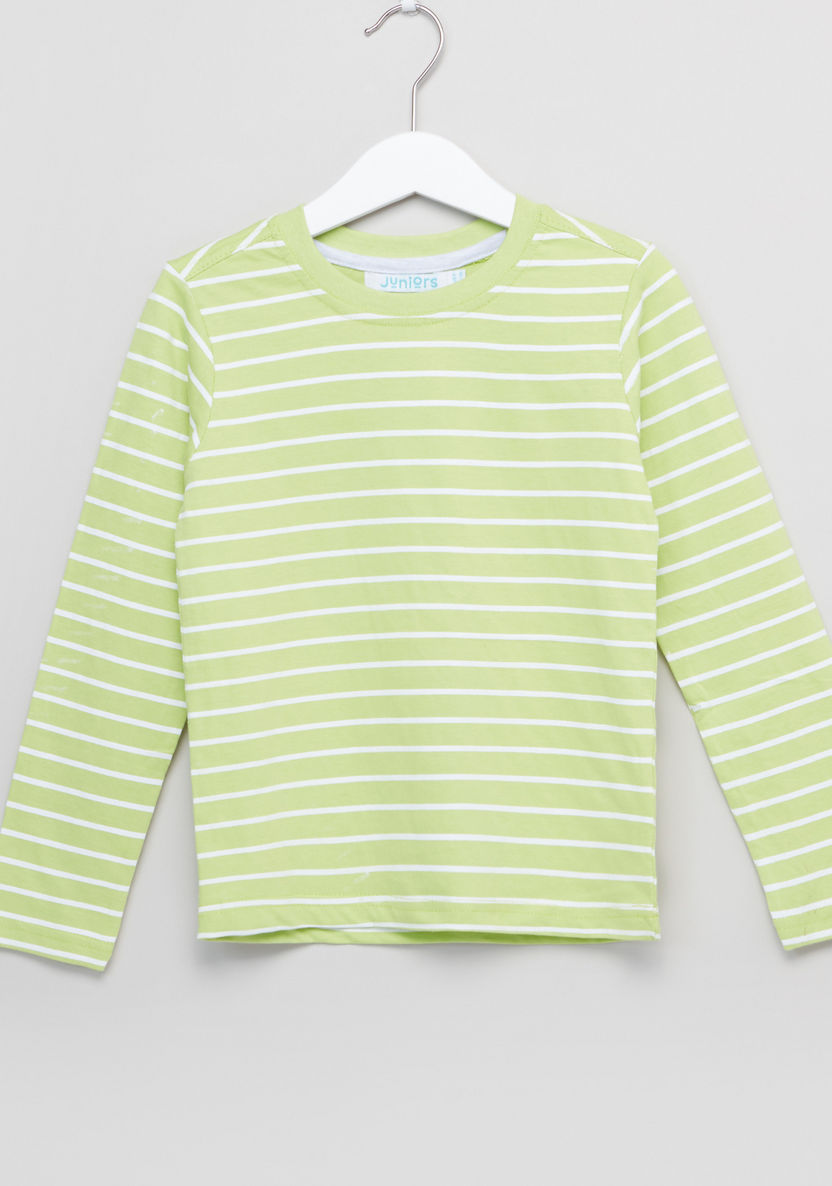Juniors Printed Long Sleeves T-shirt - Set of 2-T Shirts-image-4