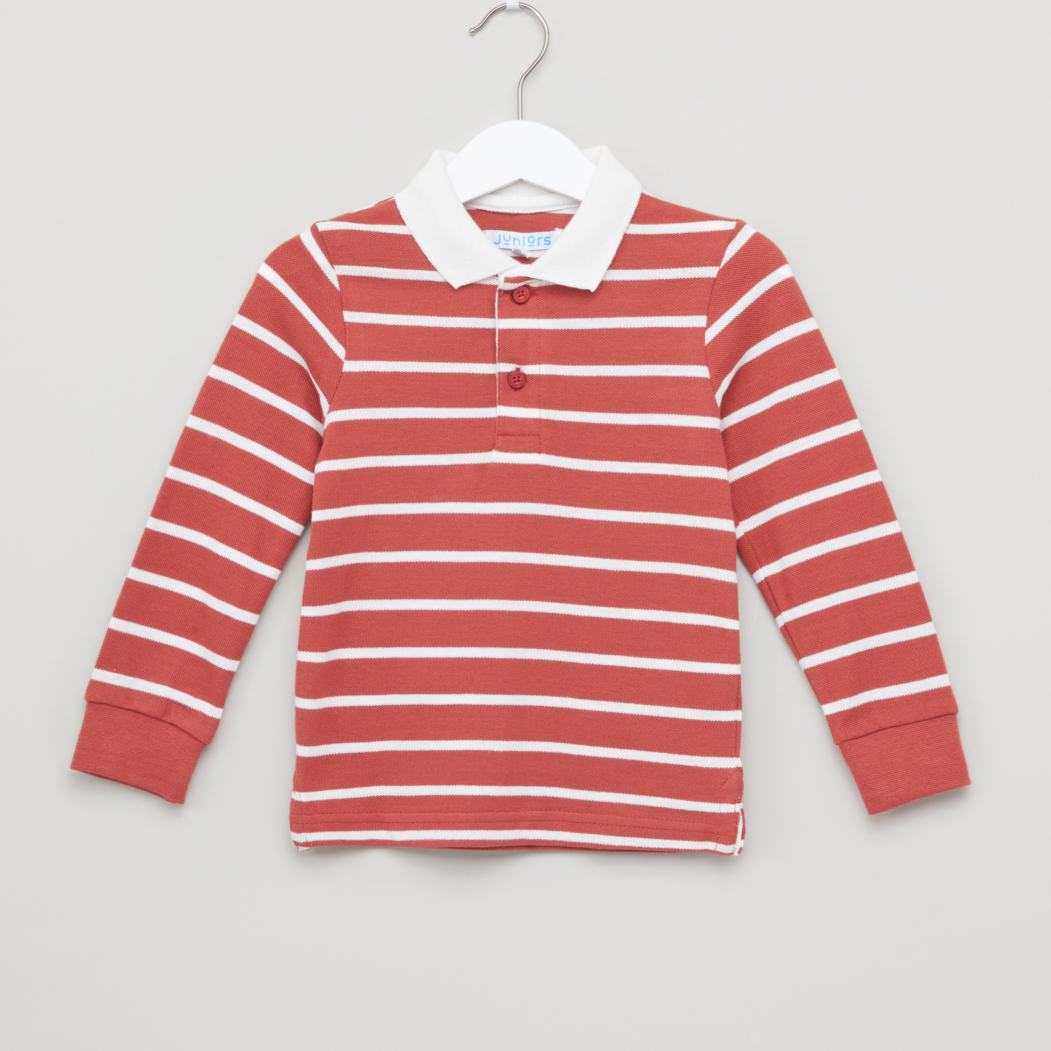 Juniors Polo Neck T-Shirt with Stripes-boys-clothing-tshirtsandpolos-image-1