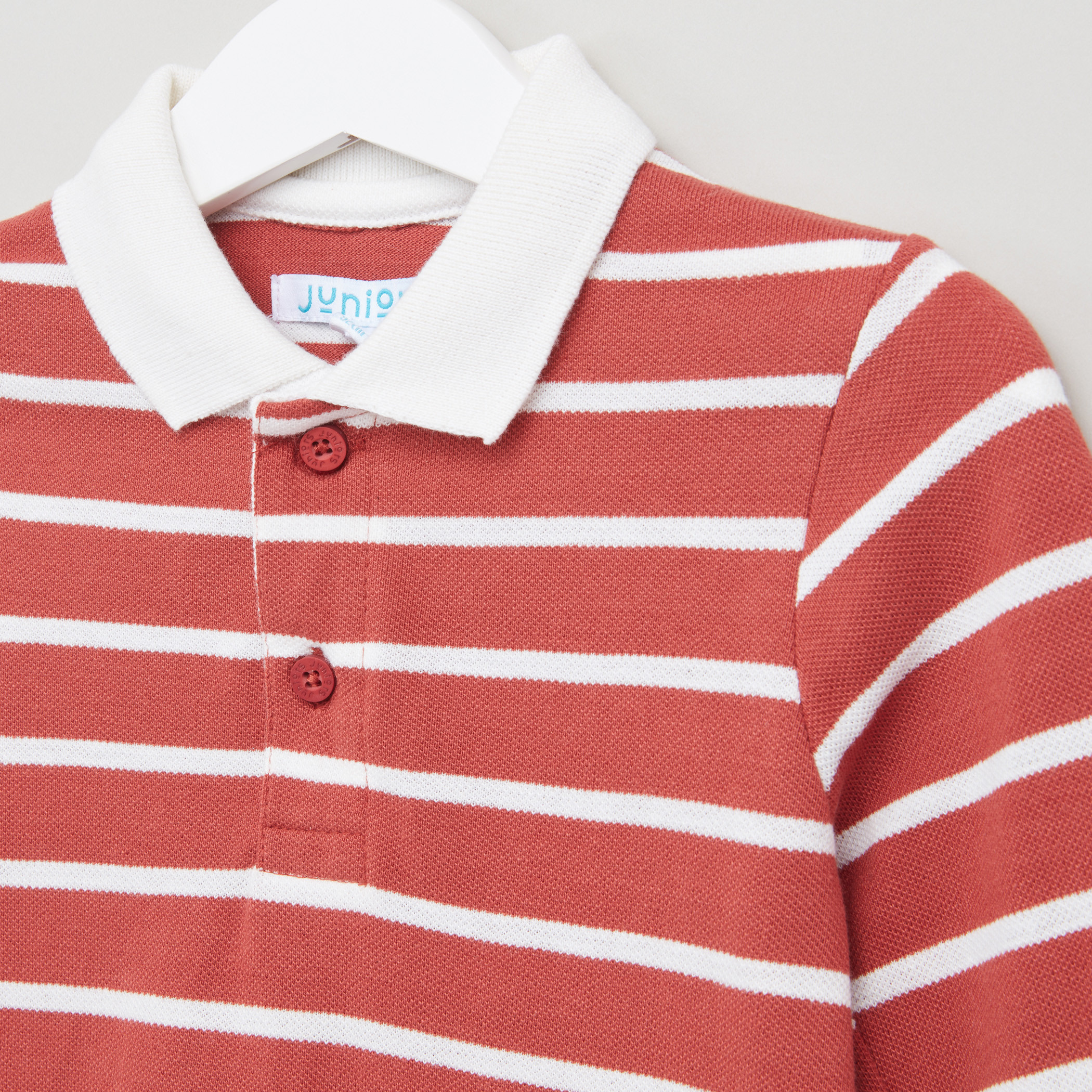 Juniors Polo Neck T-Shirt with Stripes-boys-clothing-tshirtsandpolos-image-2