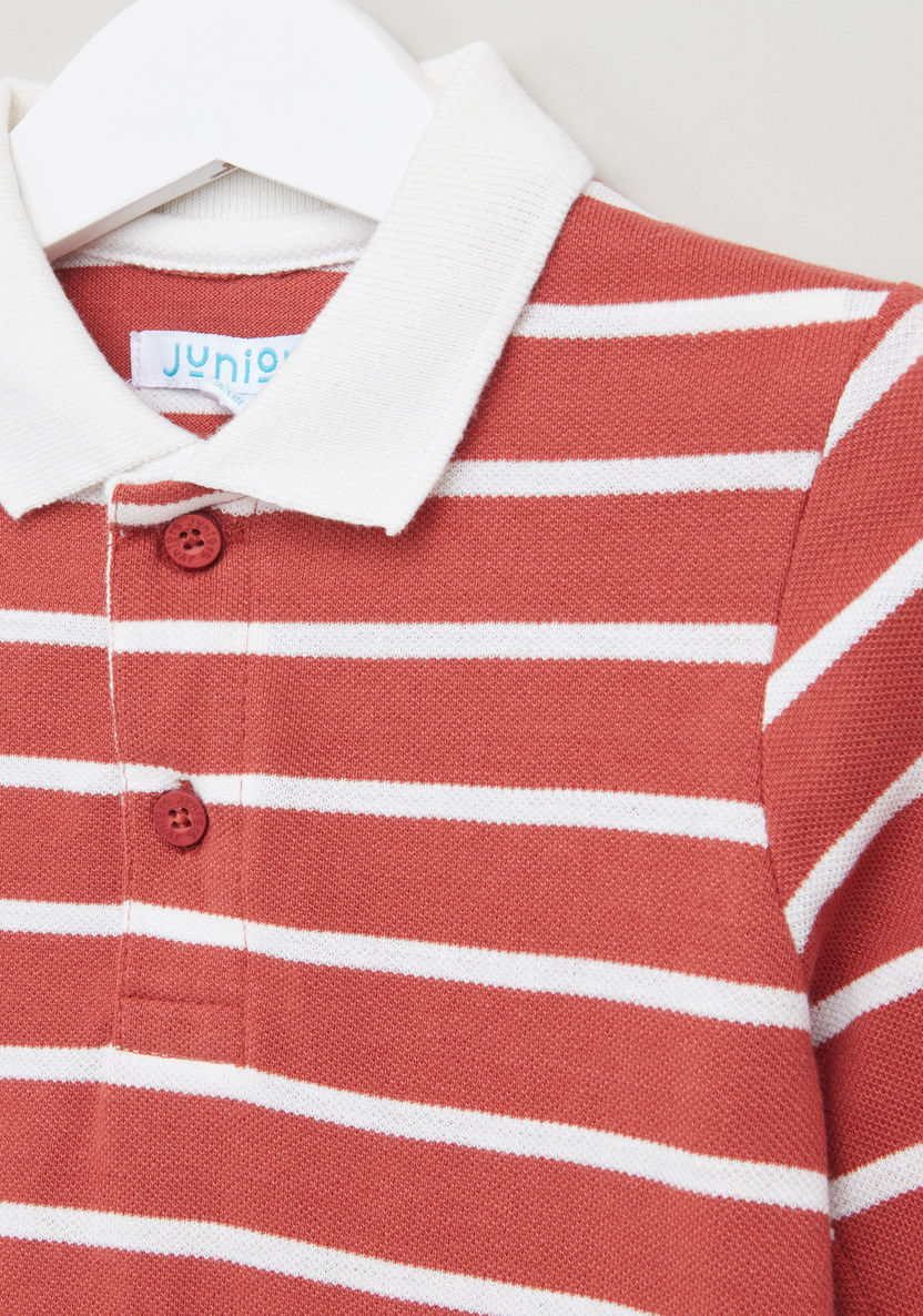 Juniors Polo Neck T-shirt with Stripes-T Shirts-image-1