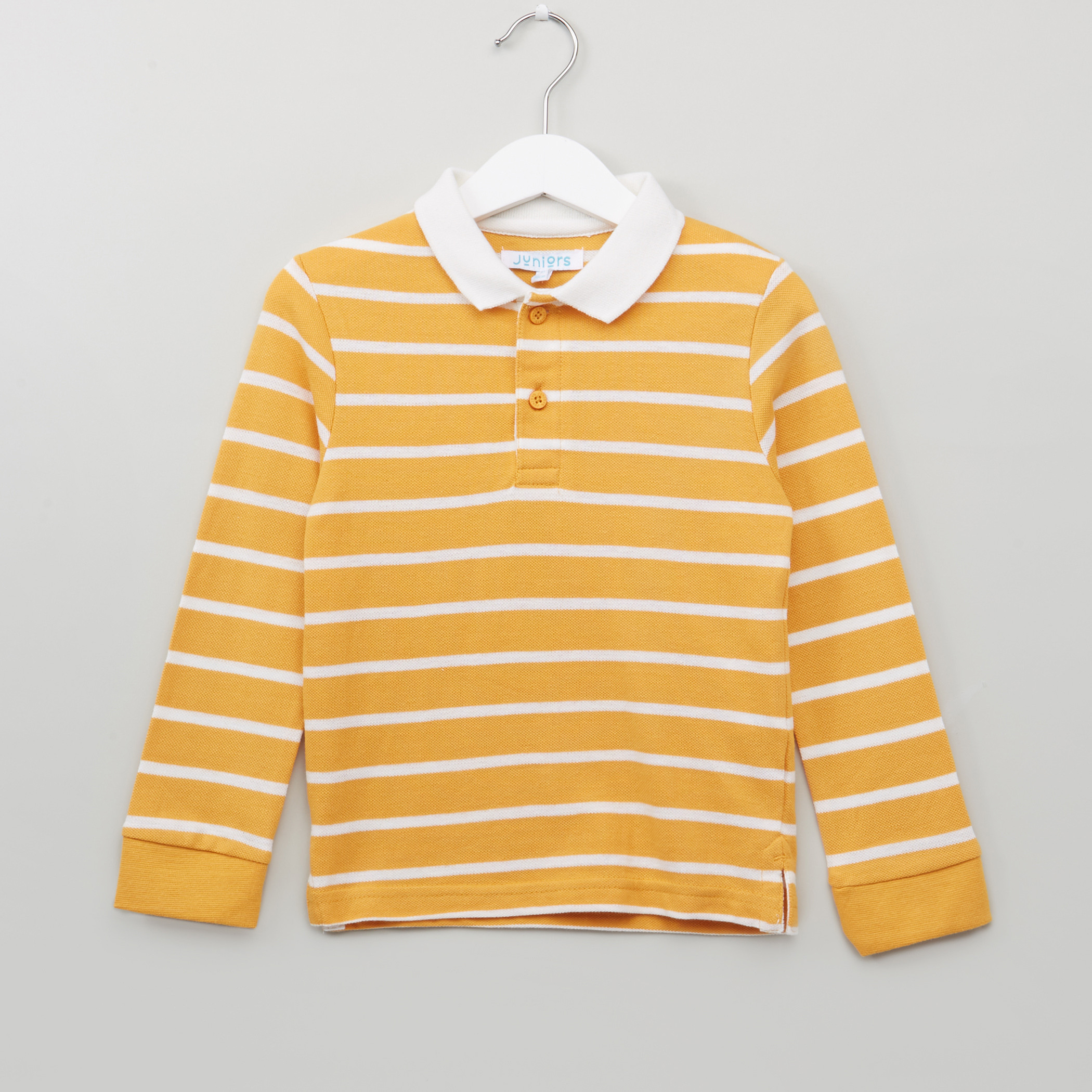 Juniors Polo Neck T-Shirt with Stripes-boys-clothing-tshirtsandpolos-image-1