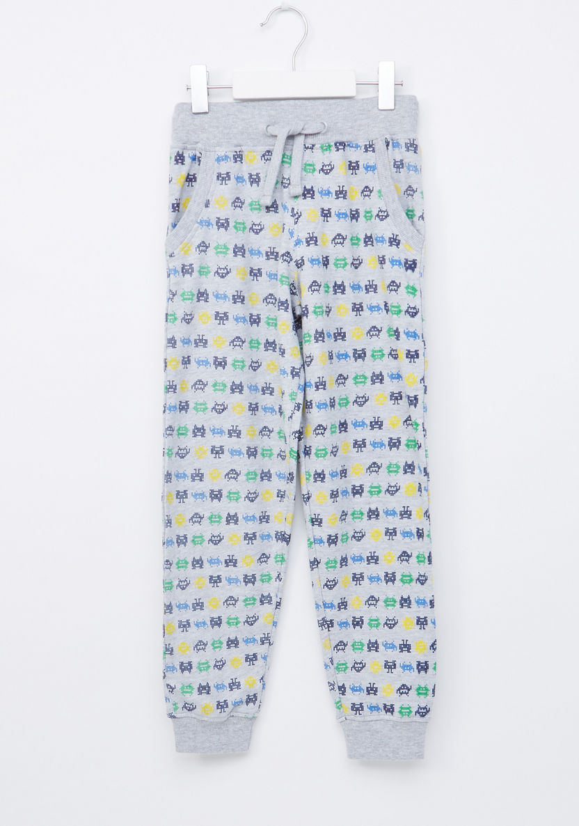 Juniors Printed Full Length Jog Pants with Elasticised Waistband-Joggers-image-0