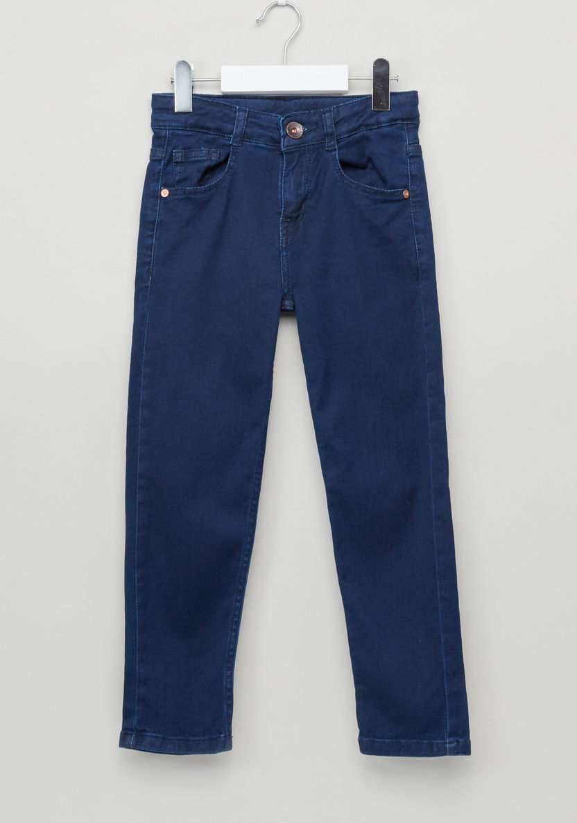 Juniors Full Length Jeans with Button Closure and Pocket Detail-Jeans-image-0