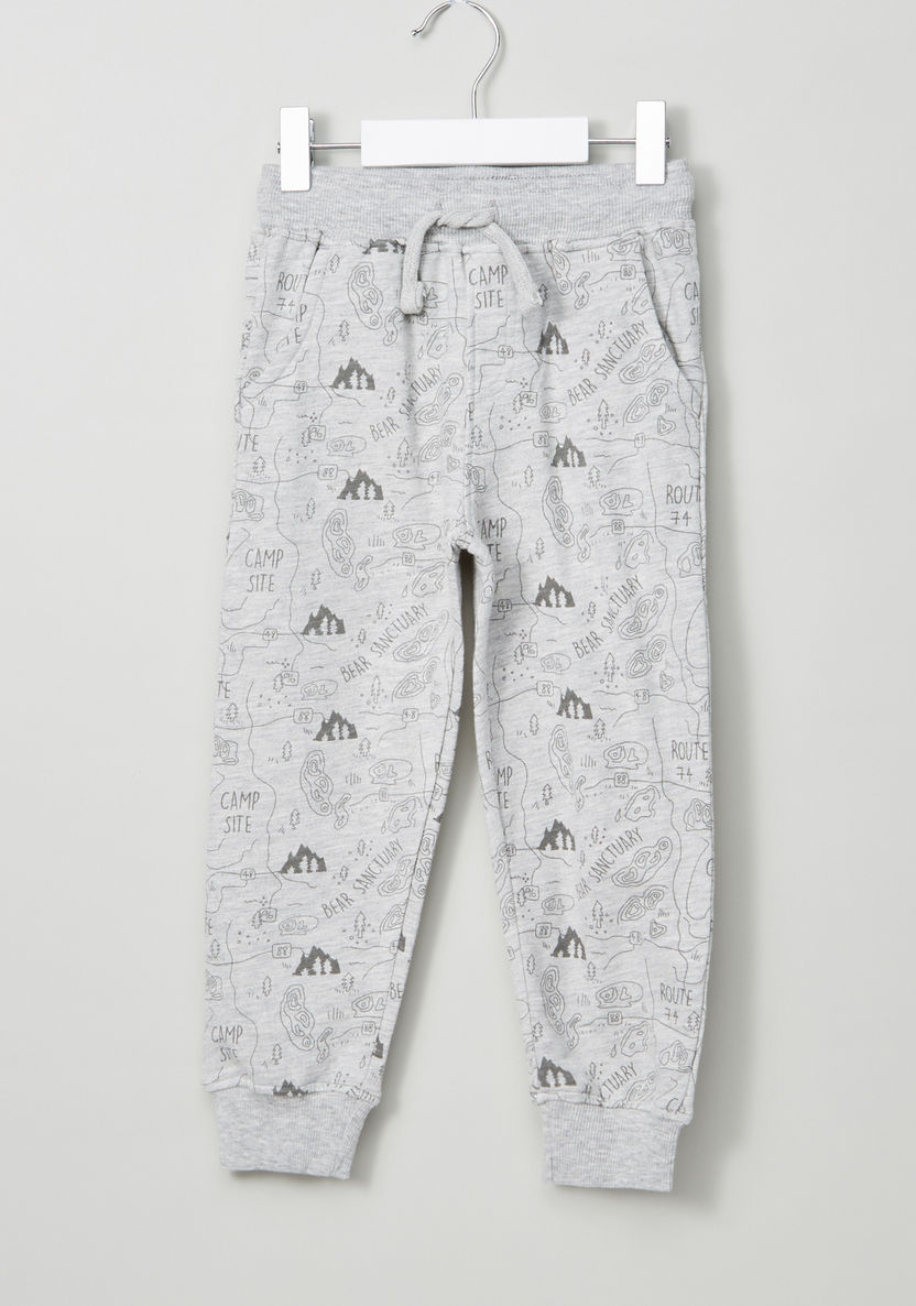 Juniors Printed Jog Pants with Elasticised Waistband and Pocket Detail-Joggers-image-0