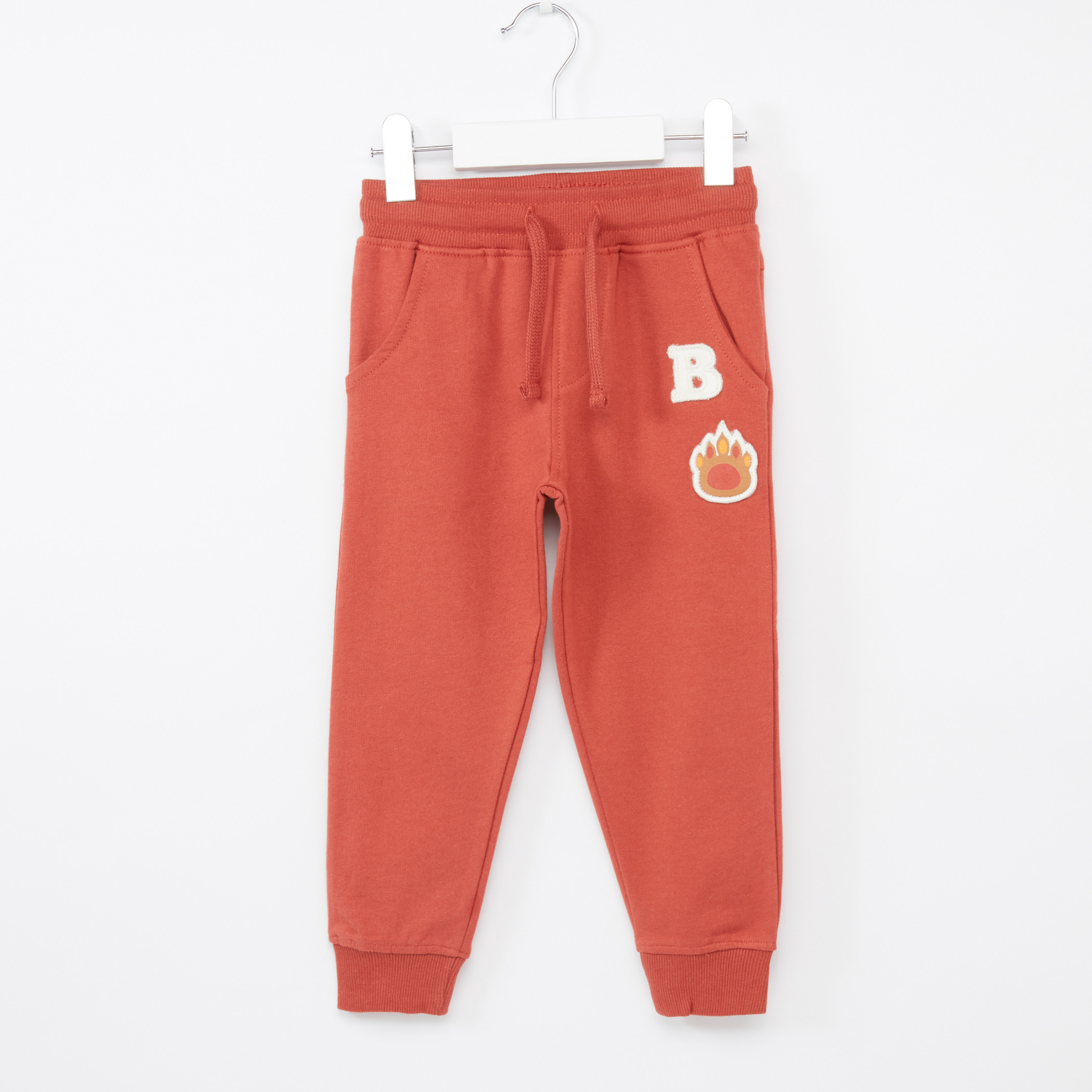 Juniors Embroidered Applique Detail Jog Pants with Tie Ups-boys-clothing-bottoms-joggersandtrackpants-image-1