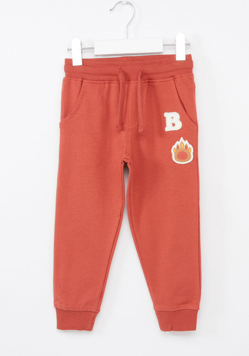 Juniors Embroidered Applique Detail Jog Pants with Tie Ups-Joggers-image-0