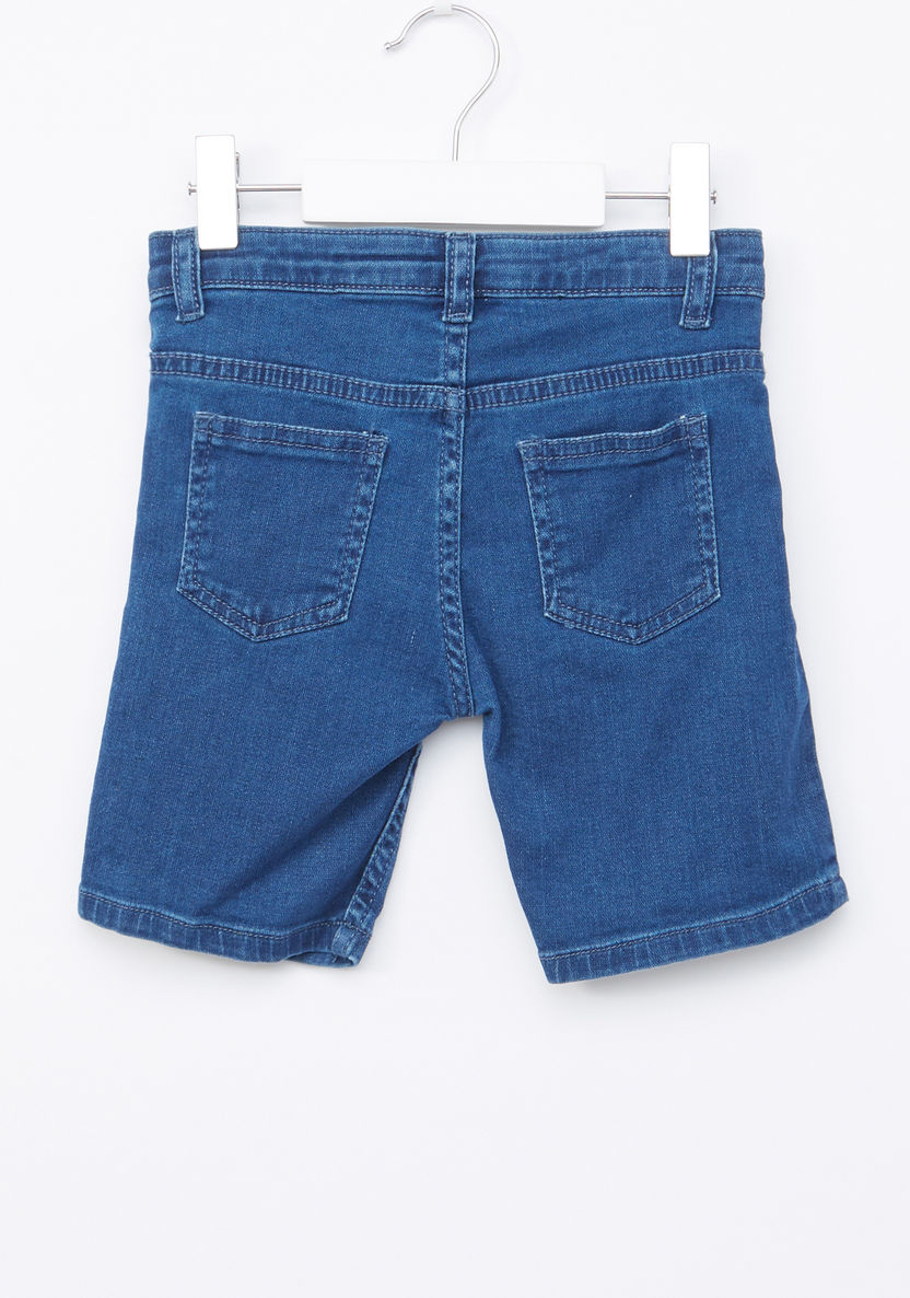 Juniors Denim Shorts with Button Closure and Pocket Detail-Shorts-image-2