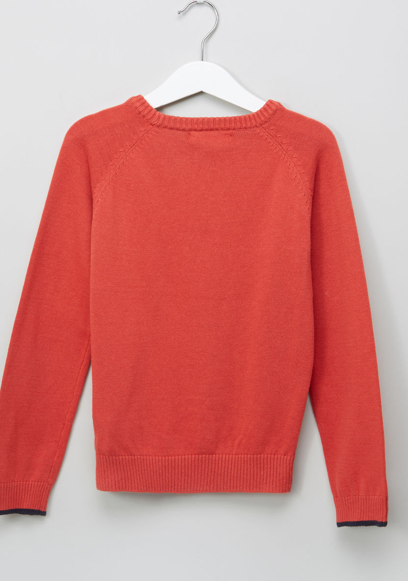 Juniors Textured Crew Neck Raglan Sleeves Sweater-Sweaters and Cardigans-image-2