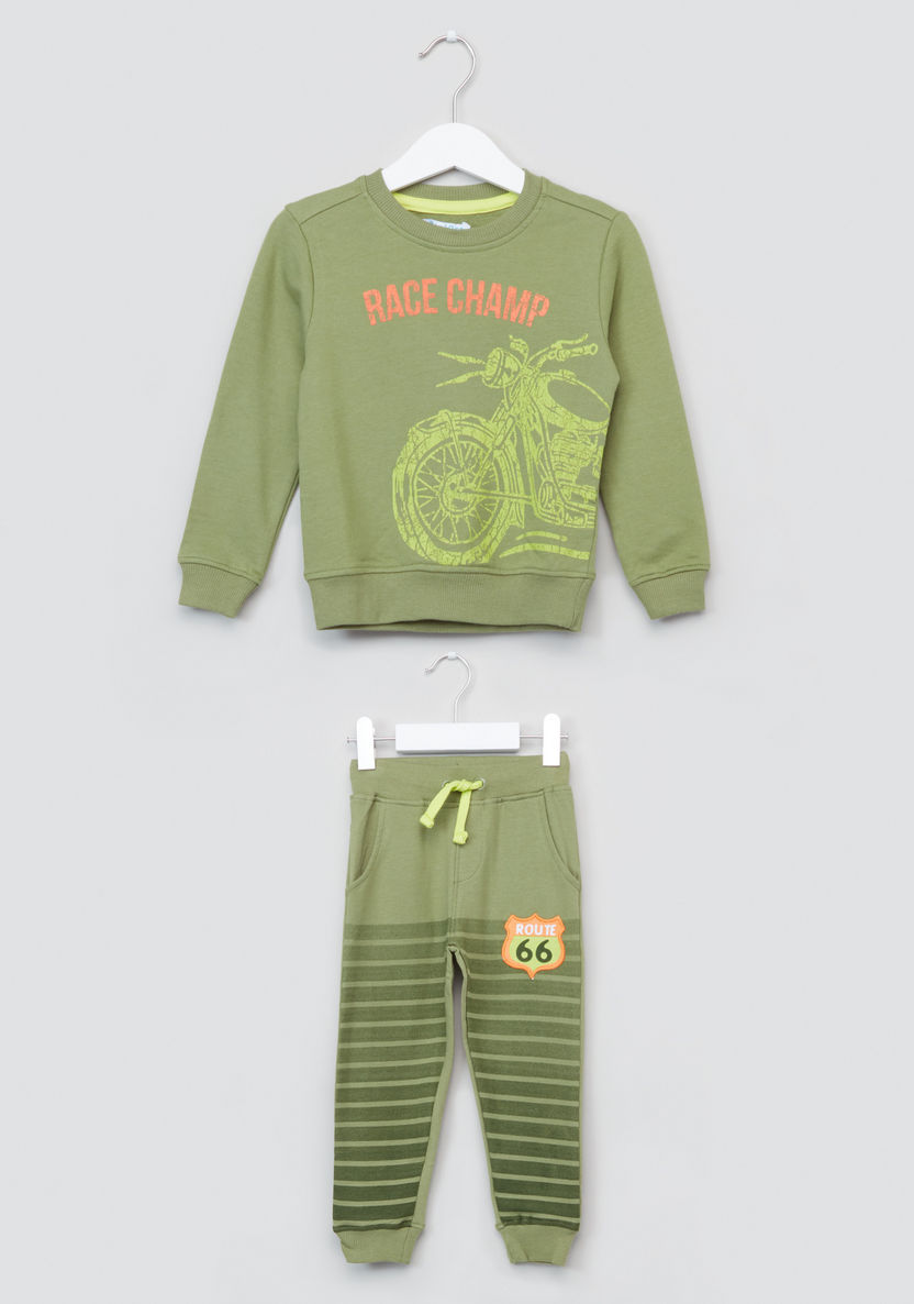 Juniors Printed Sweat Top and Jog Pants Set-Clothes Sets-image-0