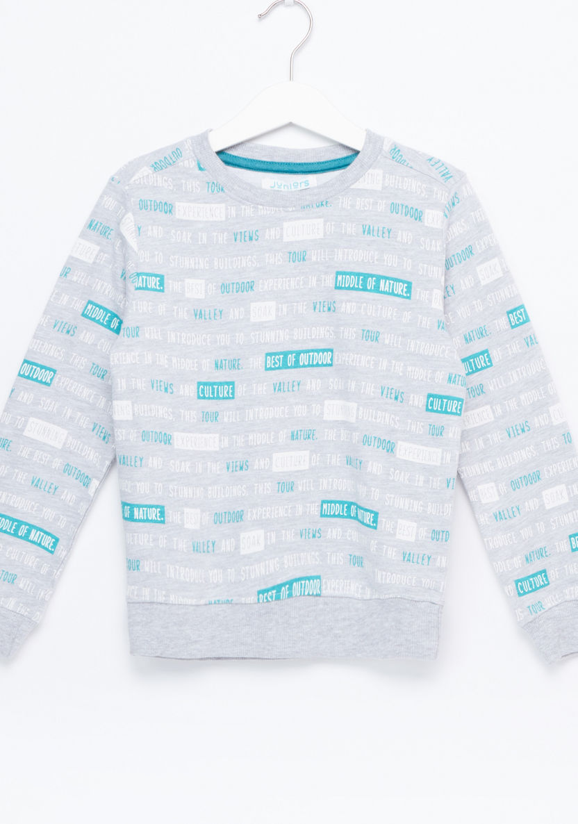 Juniors Printed Sweatshirt with Jog Pants-Clothes Sets-image-1