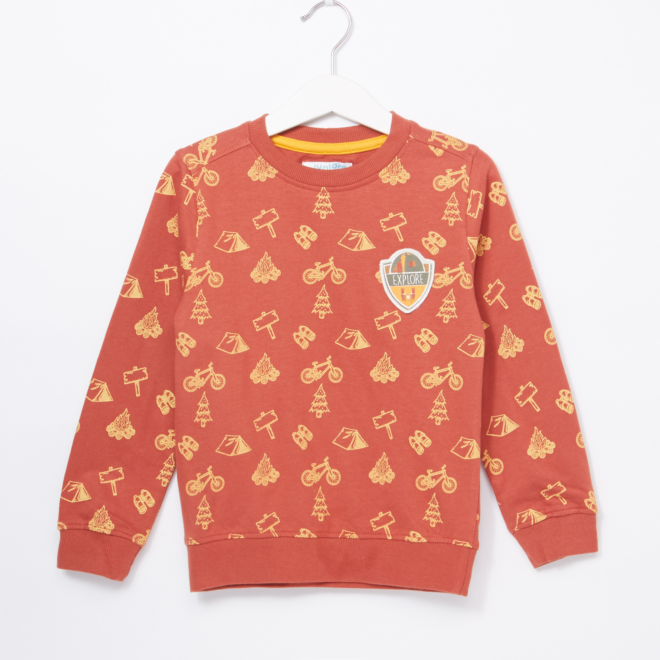 Juniors Printed Long Sleeves Sweatshirt with Jog Pants-boys-clothing-setsandcoords-image-2