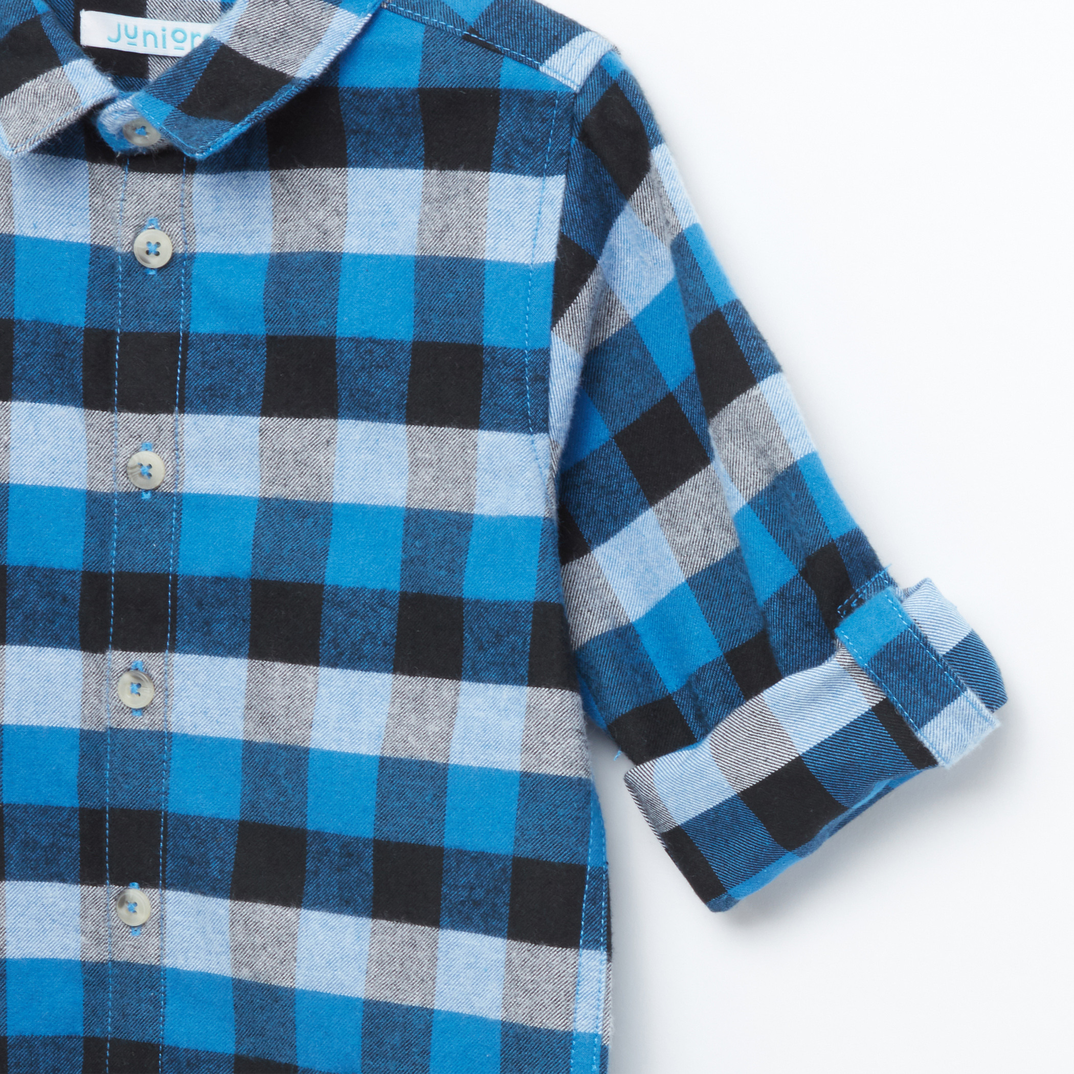 Juniors Chequered Long Sleeves Shirt-boys-clothing-shirts-image-2