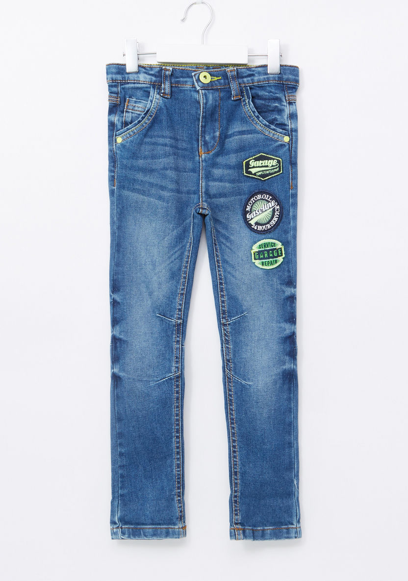 Juniors Embroidered Full Length Jeans with Pocket Detail-Jeans-image-0
