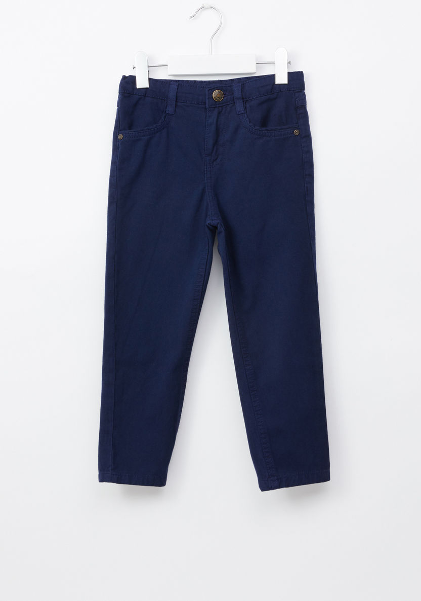 Juniors Full Length Pants with Button Closure and Pocket Detail-Pants-image-0