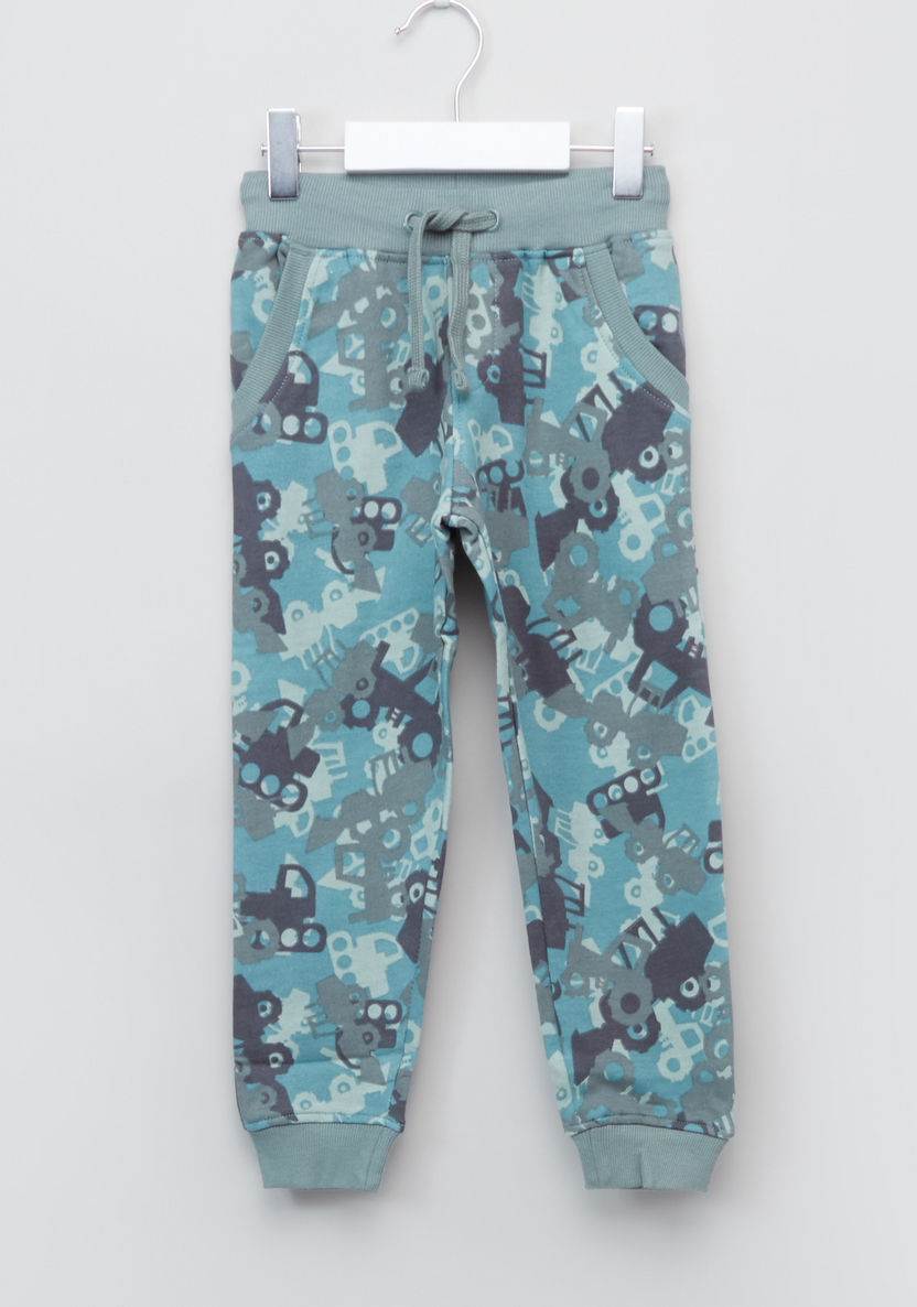 Juniors Printed Full Length Jog Pants with Elasticised Waistband-Joggers-image-0
