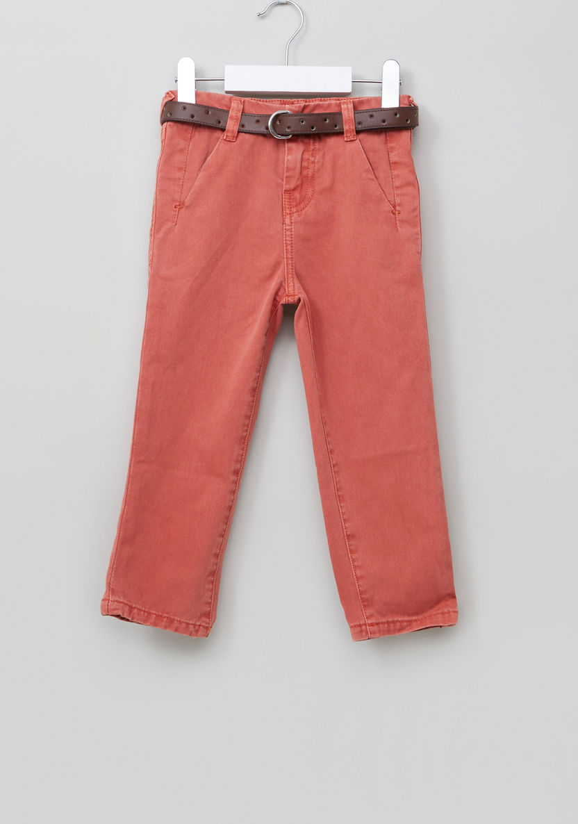 Juniors Woven Pants with Belt Detail-Pants-image-0