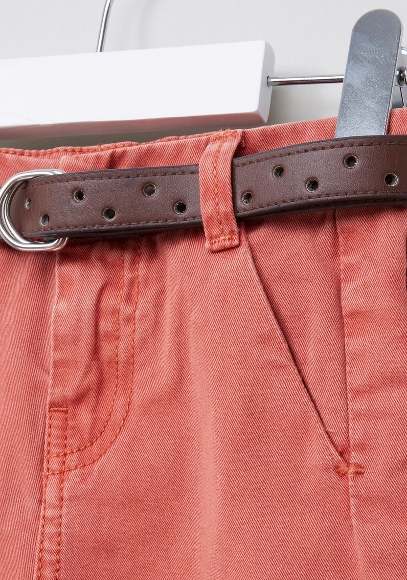 Juniors Woven Pants with Belt Detail-Pants-image-1