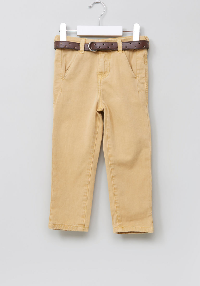 Juniors Woven Pants with Belt Detail-Pants-image-0