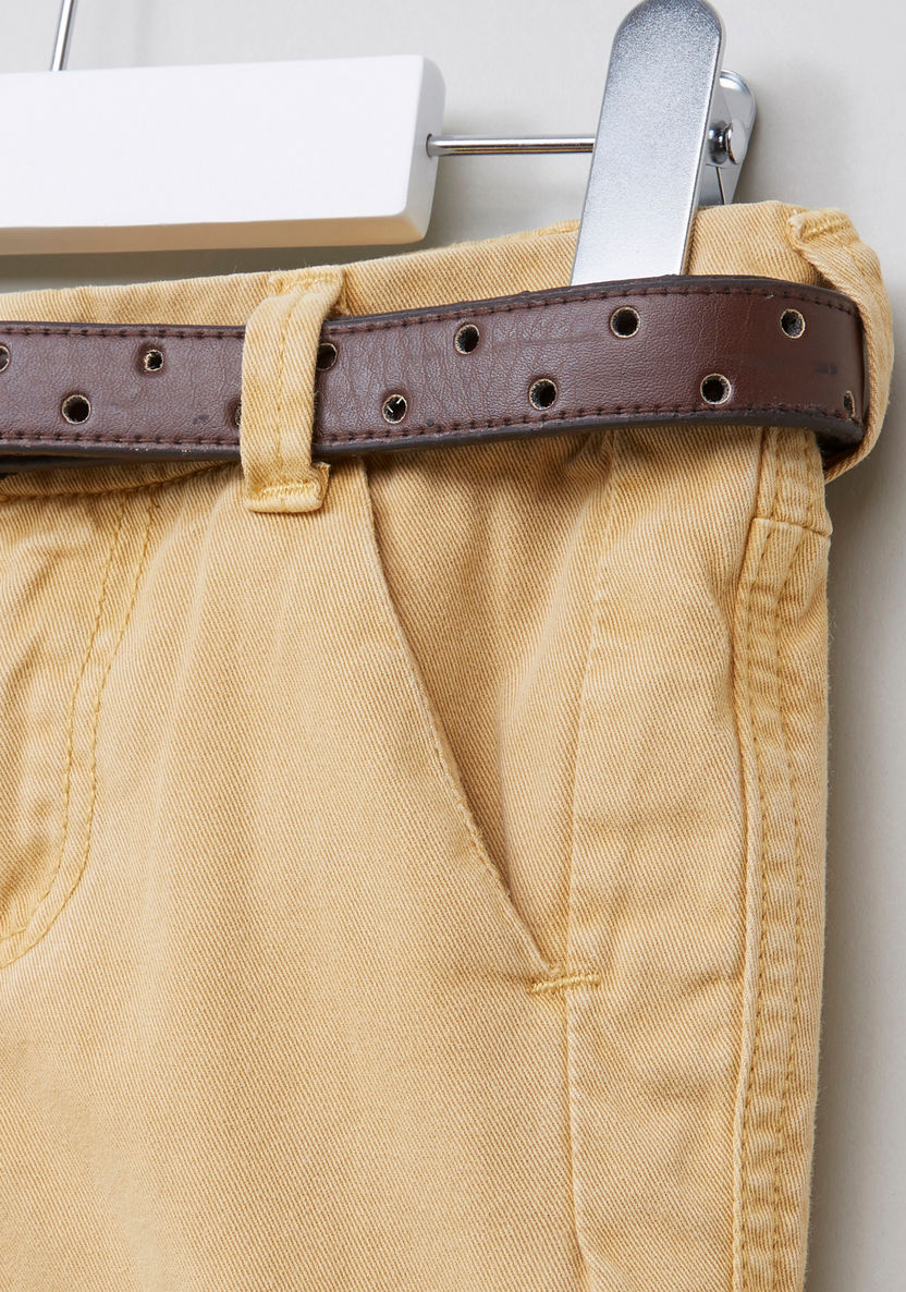 Juniors Woven Pants with Belt Detail-Pants-image-1